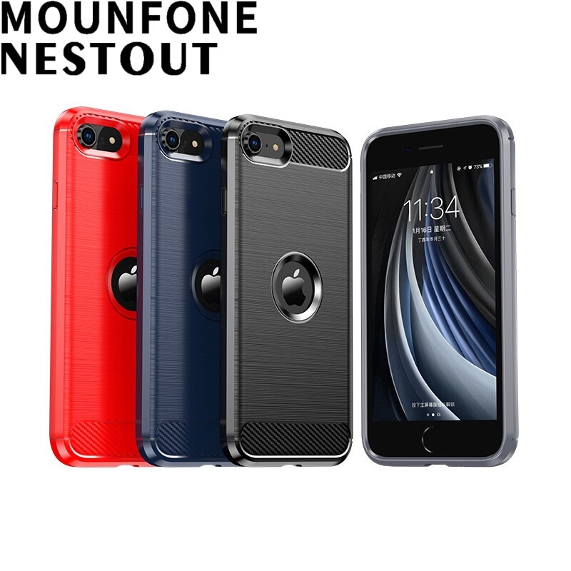 Apple iPhone Se2/Se3 Mobile Phone Case Apple Se Protective Cover Brushed Carbon Fiber Pattern Mobile Phone Protective Case