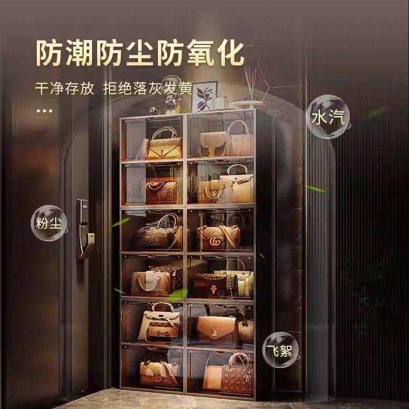 Gabinete de almacenamiento de bolsos para el hogar muestra almacenamiento de artefactos bolsos estantes de almacenamiento caja de exhibición del dormitorio gabinete de piso de madera maciza rejilla