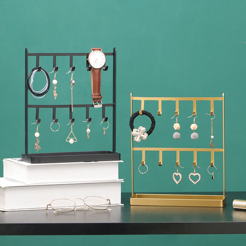 Dressing table desktop iron jewelry jewelry earrings hanging rack necklace display rack entrance door key storage rack