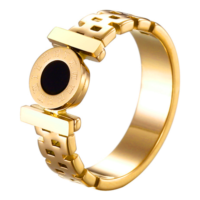 Diseño de nicho de ins anillo digital romano red de acero de titanio femenino anillo de dedo índice de personalidad roja estudiante anillo simple