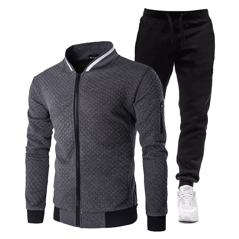 Set di due pezzi hip-hop di tendenza della moda personalizzata con cardigan scozzese da uomo autunno e inverno 2022_voghion.com
