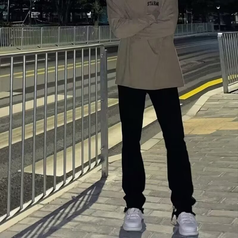 Moda americana calle todo fósforo guapos jeans hombres sueltos rectos casuales hollín pantalones ins tendencia mezclilla