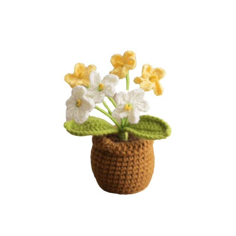 Nuevo automóvil transfronterizo DIY tejido a mano mini mini maceta flor lana crochet adornos de oficina Día del Maestro image 6