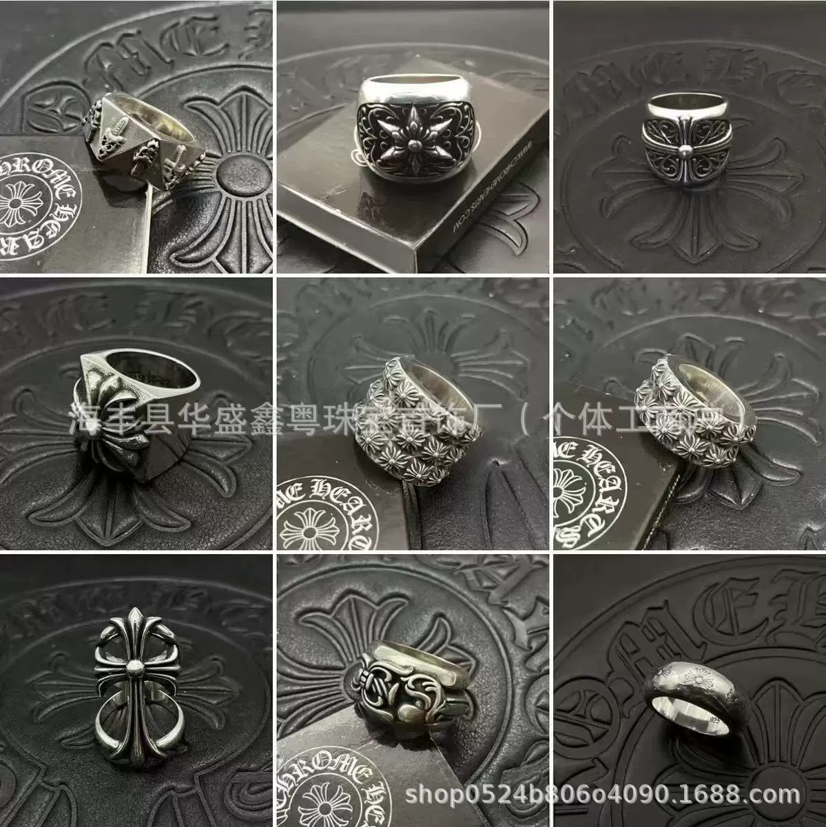 (Cross-border trading), retro big ring, 925 sample silver