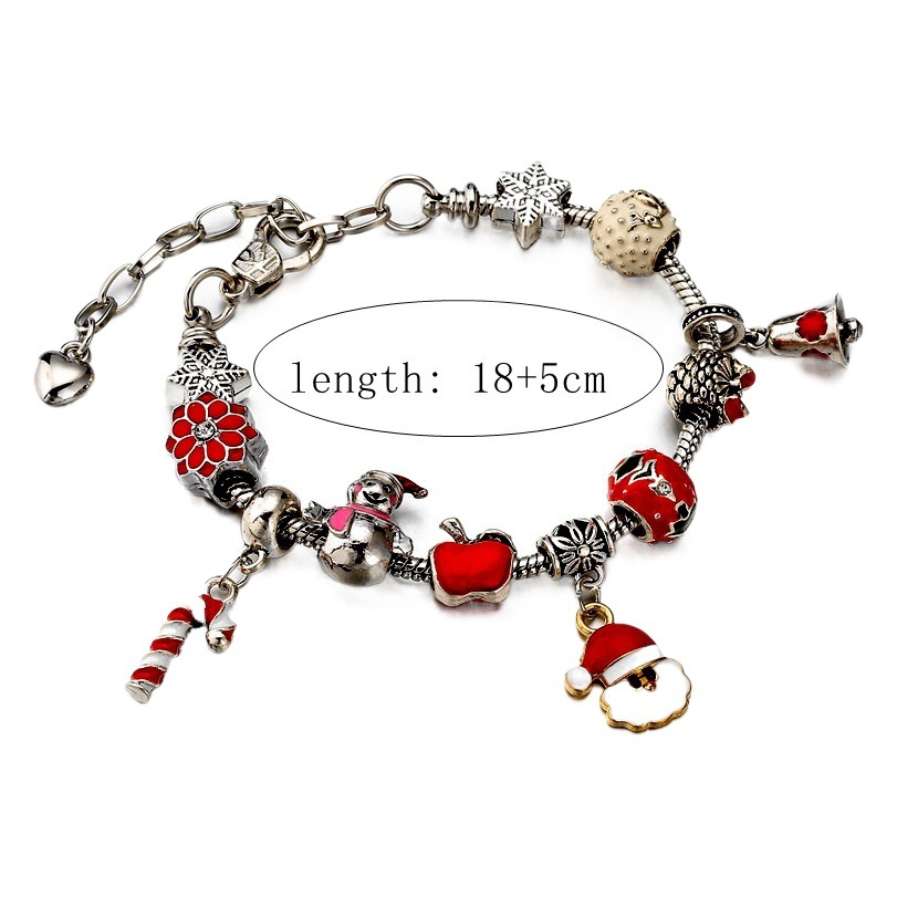 Amazon Venta caliente Navidad DIY caramelo muleta pulsera dibujos animados muñeco de nieve Apple regalo Navidad niños pulsera