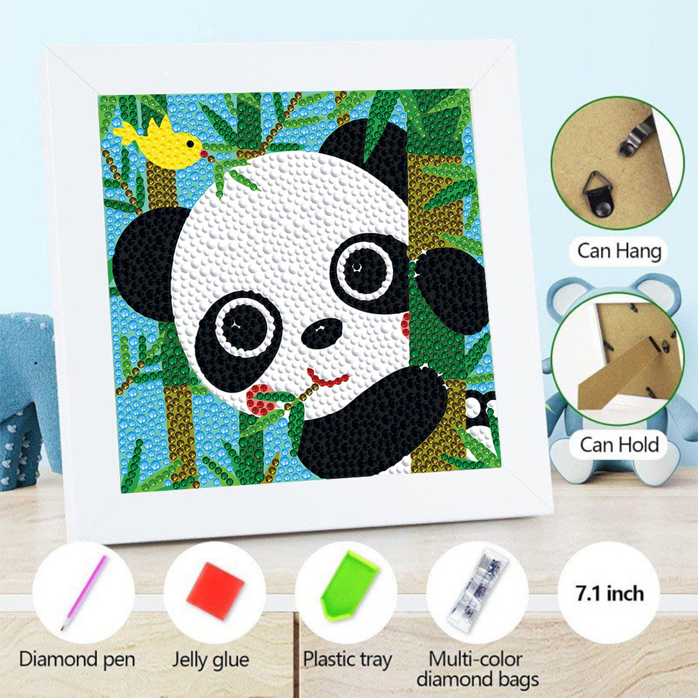 Nuevo kit creativo de pintura de diamantes DIY para niños, diseño de panda de dibujos animados, juguete de niña, pegatinas bonitas, pintura de diamantes completa, transfronterizo