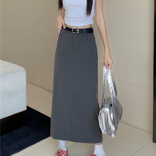 High-waisted straight package hip skirt women's 2026 summer new style, light, mature style, warm name, slimming, split a-line long dress