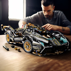 レゴブラックゴールドV12サイバーパンクランボリモコンビルディングブロックスポーツカーレーシング子供用おもちゃと互換性があります