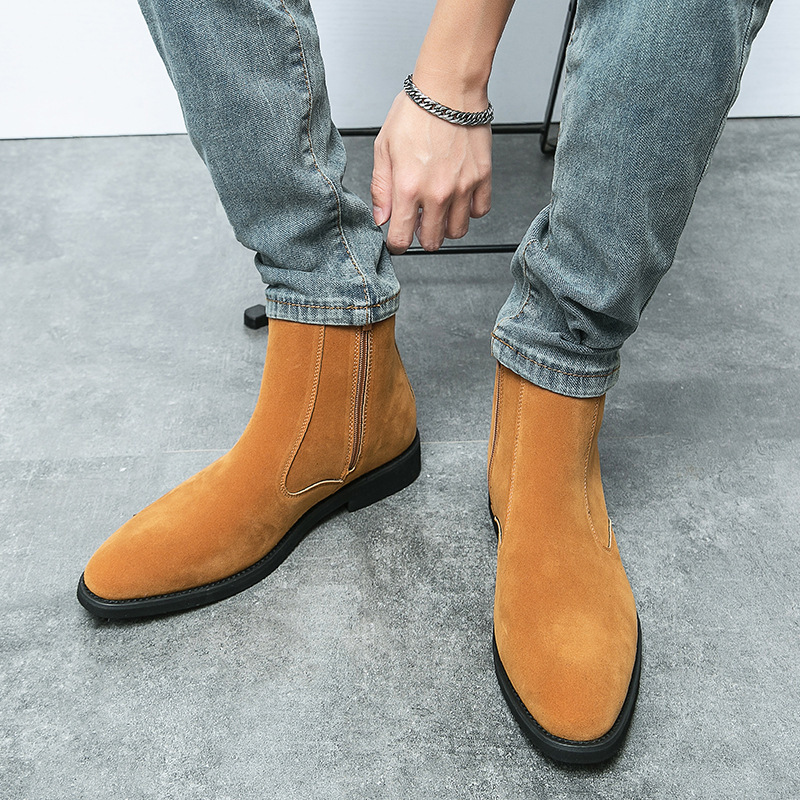 Nuevo otoño y invierno transfronterizos de hombre botas de cuero anti-chelsea británicas casuales de alta moda europeas y americanas botas de cuero con cremallera para hombre image 4
