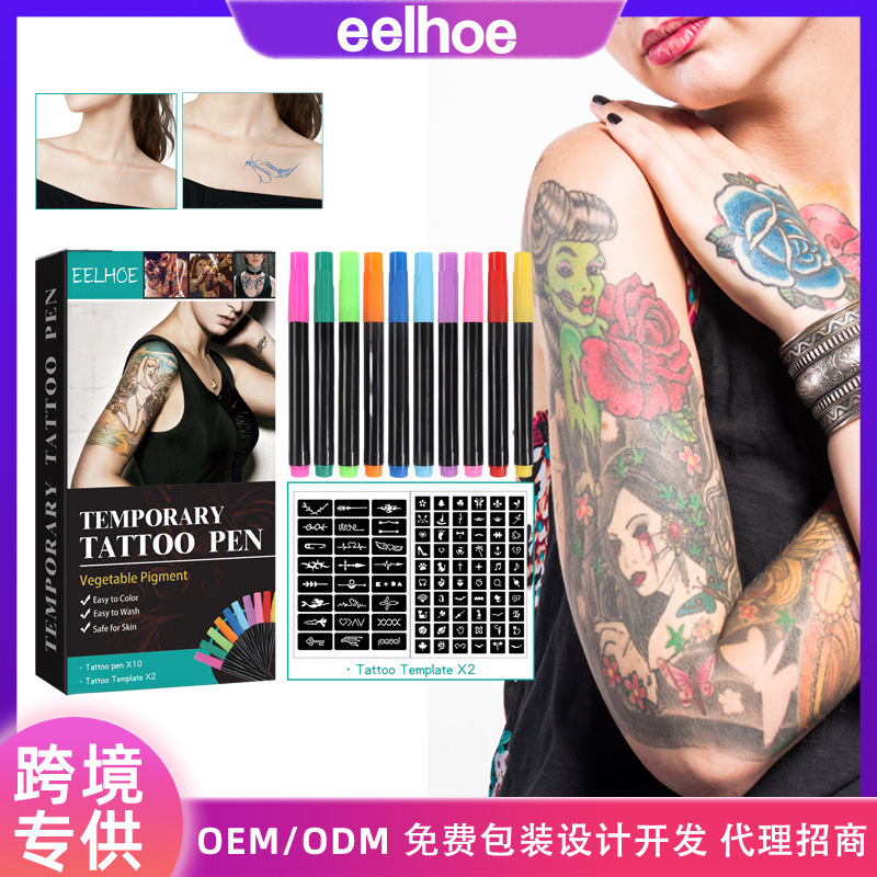 EELHOE Temporary Tattoo Pen suit Face Arm Body Multicolor Painted DIY Makeup Graffiti Decorative Tattoo