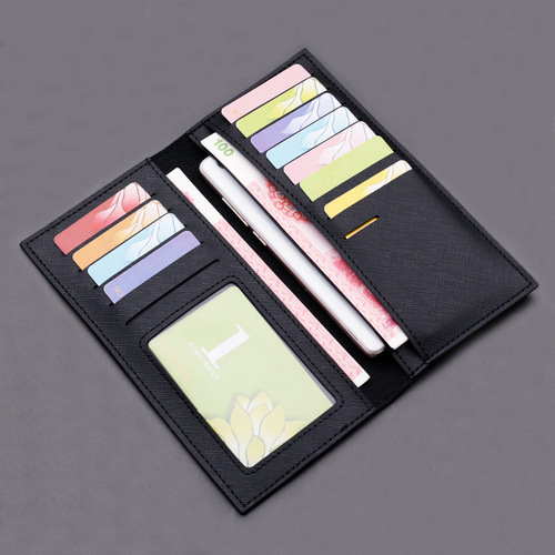 New men's wallet, Korean version, trendy long cross pattern wallet, fashionable multi-card slot simple wallet, factory direct sale