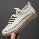 The first layer of cowhide casual white shoes spring new lace-up men's shoes soft board shoes thick-soled simple leather shoes for men