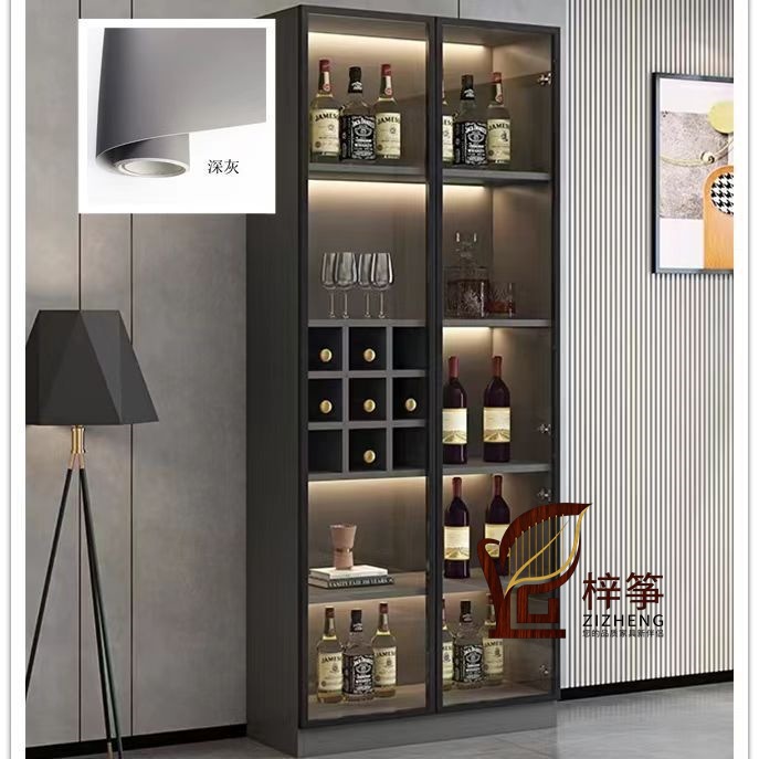 Light Luxury Wine Cabinet, Wall Storage Cabinet, Modern Simple High-End Sideboard, Household Integrated Side Cabinet, Glass Door Display Cabinet