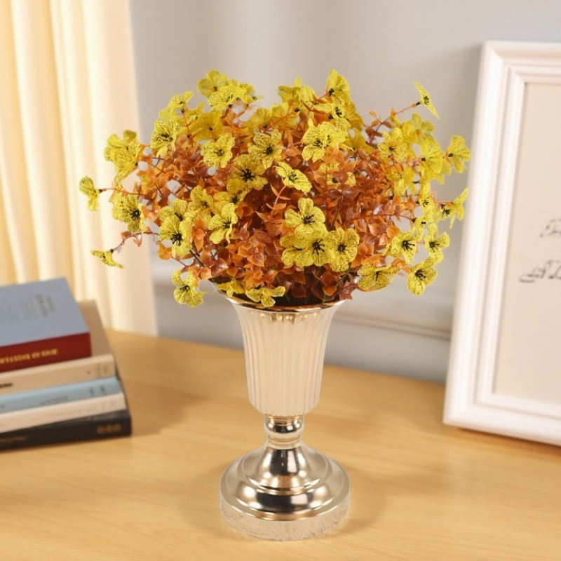 Amazon otoño flor artificial flor falsa artificial 7 tenedores eucalipto color otoñal violeta traje decoración flor decorativa
