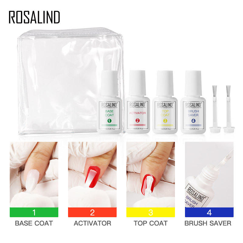 跨境美甲浸润粉套装免烤灯法式沾润粉指甲闪粉快干浸润胶底胶封层
