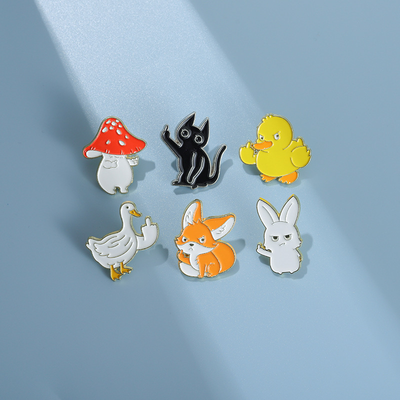 Rabbit, Animal, Cartoon, Badge, Fox, Cat, Mushroom, Duck Pattern Unisex Gender Cute Pin Rabbit Animal Cartoon Alloy Metal Plating Unisex Brooches