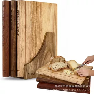 定制木质书本砧板套装带收纳底座厨房切菜板书本造型分类熟食板菜