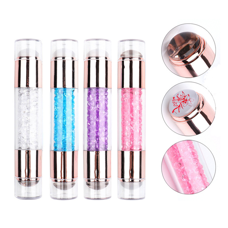 Cross-border supply nail tools ins acrylic colored diamond double-headed silicone nail template seal transfer pen nail