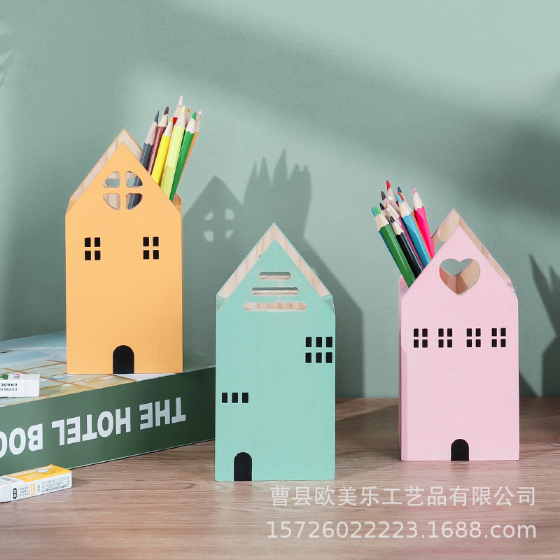 창조적 인 단단한 나무 펜 홀더 데스크탑 사무실 문구 저장 펜 홀더 학생 연필 나무 펜 홀더 조각 펜 홀더