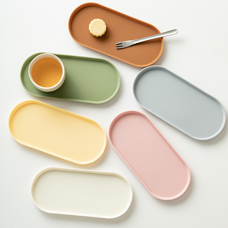 Simple Plate Tea Cup Water Cup Tray Food Grade Silicone Dessert Plate Diet Sushi Plate Seasoning Cans