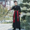 Crane embroidered black set
