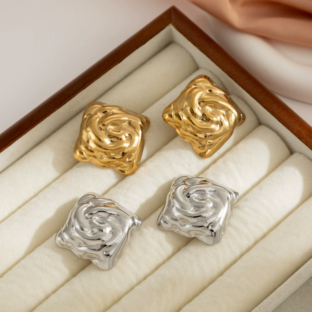 Трансграничный новый премиум-смысл из нержавеющей стали квадратные серьги серьги европейская и американская мода мода личность серьги темперамент серьги