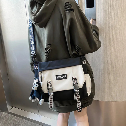 Trendy brand crossbody bag for men, Japanese style casual shoulder bag, trendy student large capacity crossbody backpack, work wear female messenger bag