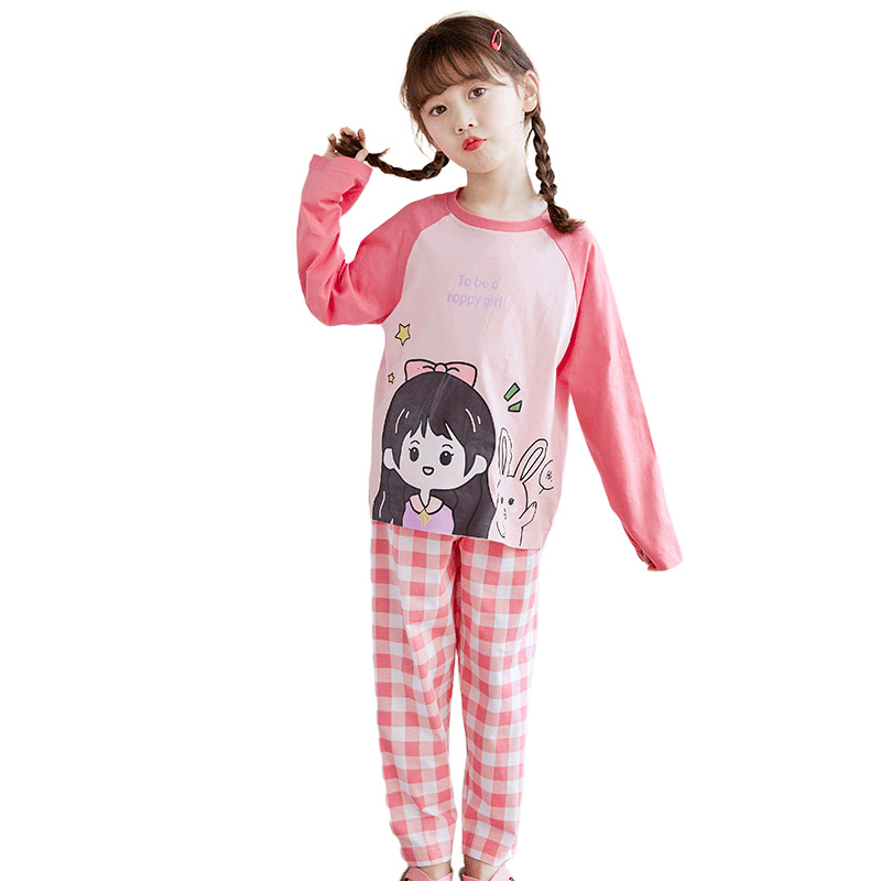 Ropa para niños homewear ropa de otoño para niños traje clase A pijamas de algodón puro dibujos animados niña impresa de manga larga pijamas para niñas