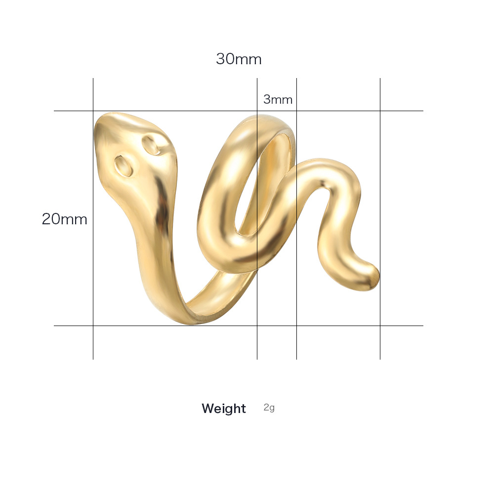 Fashion Simple Snake Series Open Adjustable Titanium Steel Ring