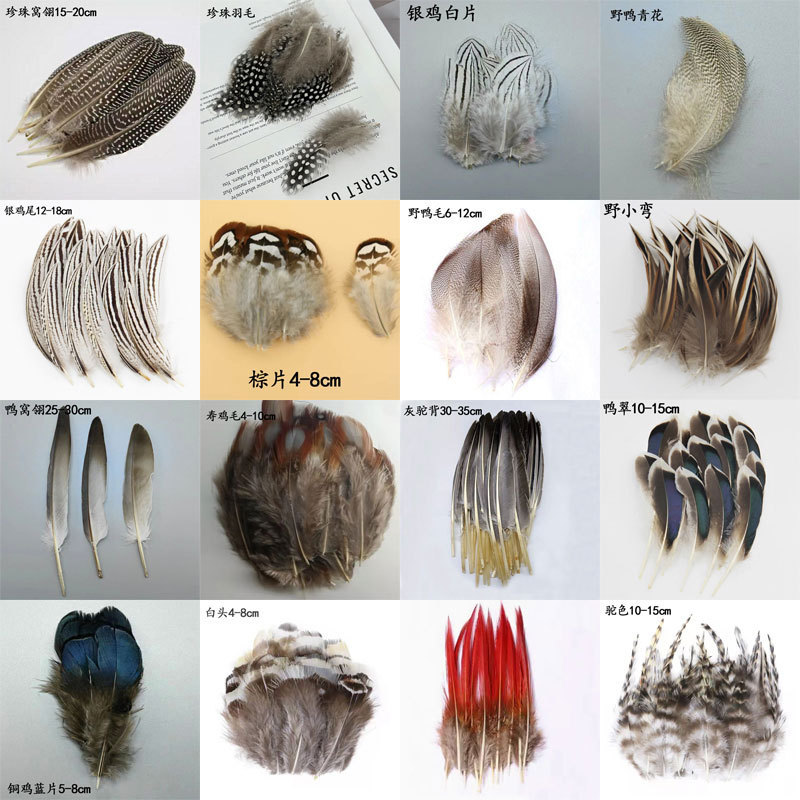 Manufacturer Wholesale Small Feather DIY Accessories, Various Feather Headpieces, Brooches, Hats, and Craft Decorations