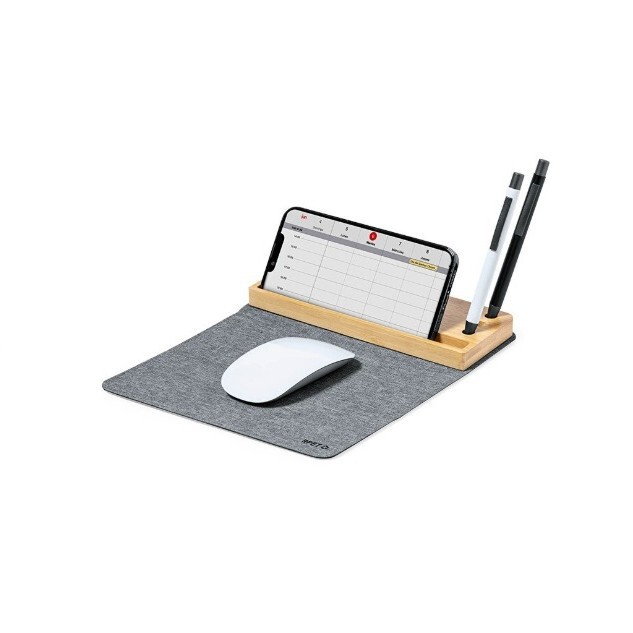 Rpet Bamboo Wireless Charging Multifunctional Desktop Mobile Phone Stand Mouse Pad Pen Holder Bamboo Environmentally Friendly Storage Box Fast Charging