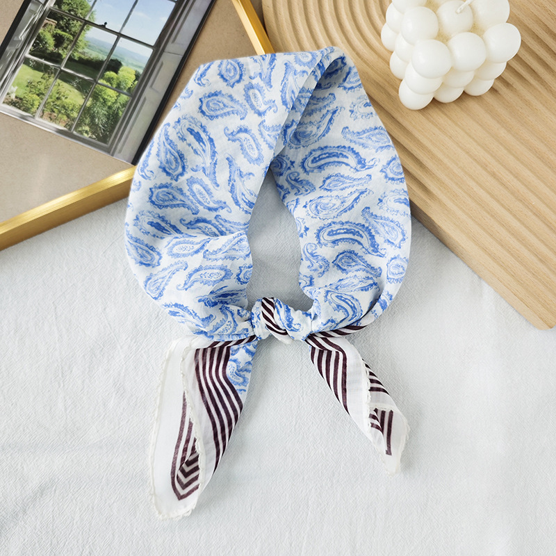 Toalla cuadrada fina de algodón y lino, fresca y transpirable, bufanda de seda pequeña con decoración literaria suave para mujer, bufanda de verano, bufanda pequeña de todo fósforo para mujer