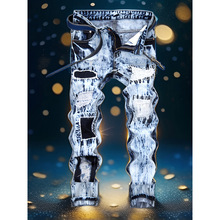 S 26982 Embroidered Ripped Straight Jeans �廨�ƶ�ֱͲ������