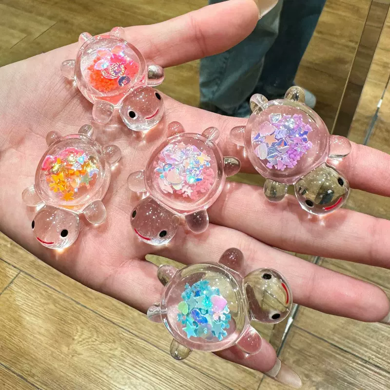抖音对对碰透明小乌龟摆件鱼缸微景观动物模型仿真小玩具饰品配件