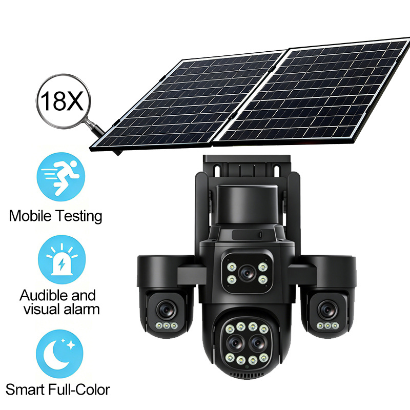 Hieasy cuatro imágenes 18X zoom 24h monitor 360 remoto 4G inteligente visión nocturna AOV cámara solar