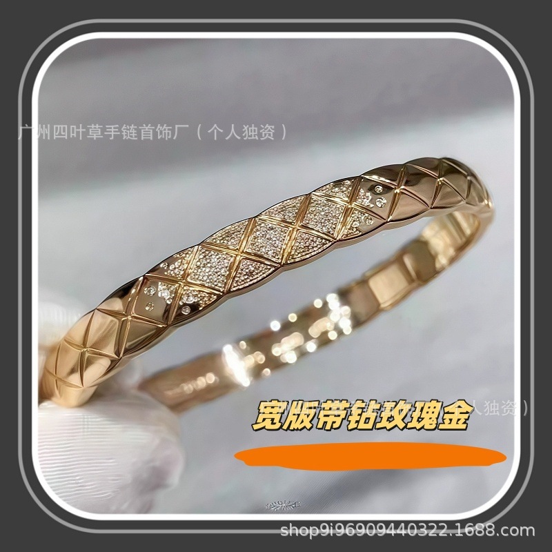 CNC 彫刻されたハイバージョンココスモールフレグランス菱形ブレスレット女性用スターリングシルバー厚いメッキ 18k ローズゴールドブレスレット色あせません|undefined