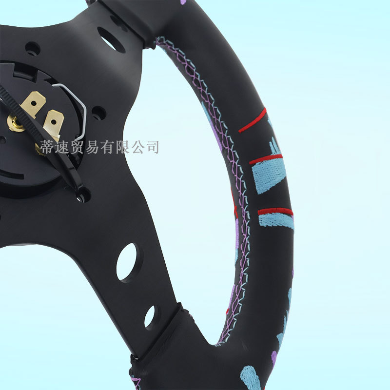 Factory Direct Sales Car Modification 13inch Genuine Leather Steering Wheel Hks Embroidery Large Concave Racing Universal Steering Wheel 320mm