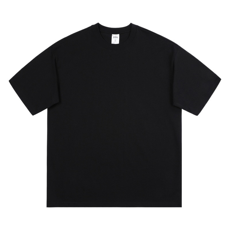 Camiseta de manga corta con cuello redondo y escote pequeño americano Camiseta de manga corta de algodón pesado de media manga para hombres y mujeres Ropa de algodón suelta para hombres Camiseta de manga corta para hombres