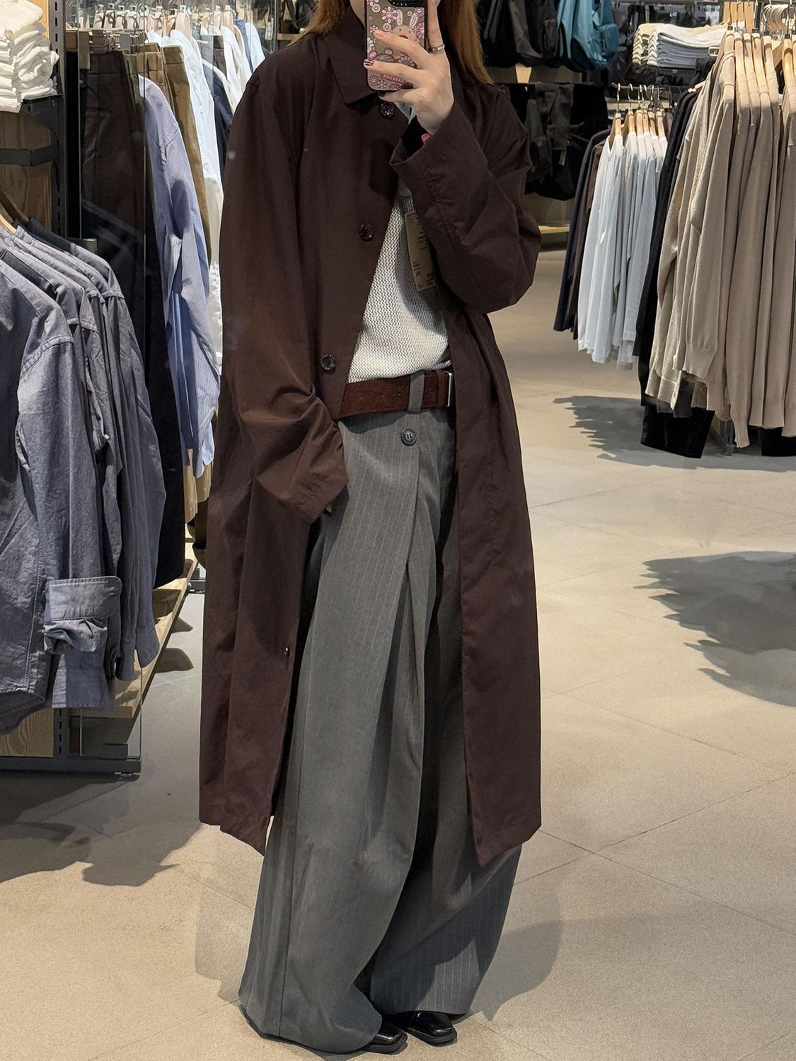 Extremely Stylish Brown Mid-length Trench For Women, 2026 New Casual Korean-style Loose Coat_voghion.com