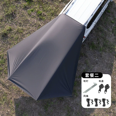 Outdoor polygonal SUV car extension Avtomobil yan çətirləri - silver-coated-black-set-two-6-ground-pegs-6-wind-ropes-2-suction-cups-280380cm