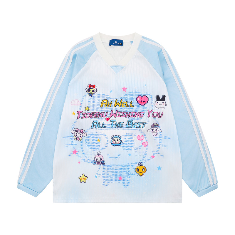 TIDEEKU青少年秋冬新款韩版字领秋装套头衫卡通印花刺绣宽松衣服|undefined
