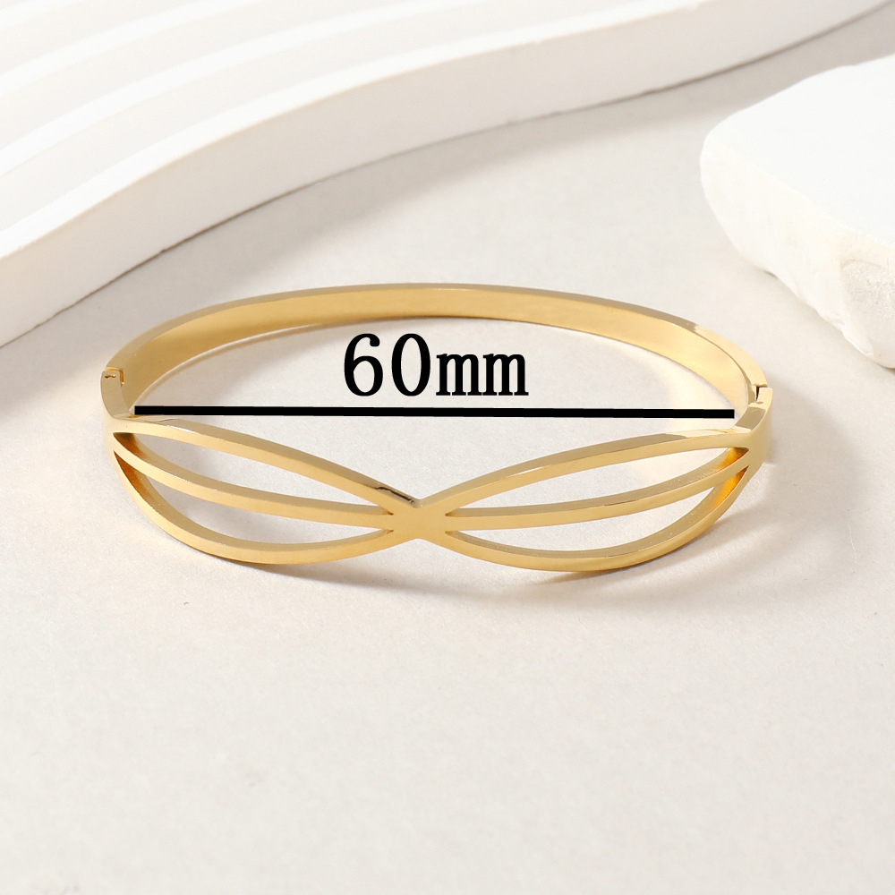 Fashionable titanium steel with non fading hollowed out 8-shaped cross line bracelet bracelet, niche, high-end and_voghion.com
