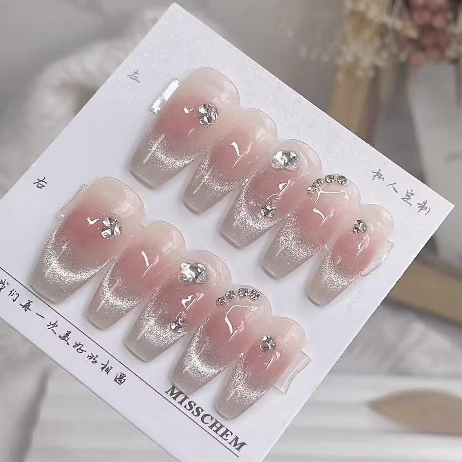 Yiyi Dance 10 piezas de uñas hechas a mano, terapia de luz, uñas, dopamina, uñas, uñas, parches al por mayor