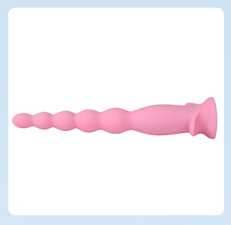 Vibrating Anal Beads with Suction Base, Silicone, Button Control, Blue — detail image 21
