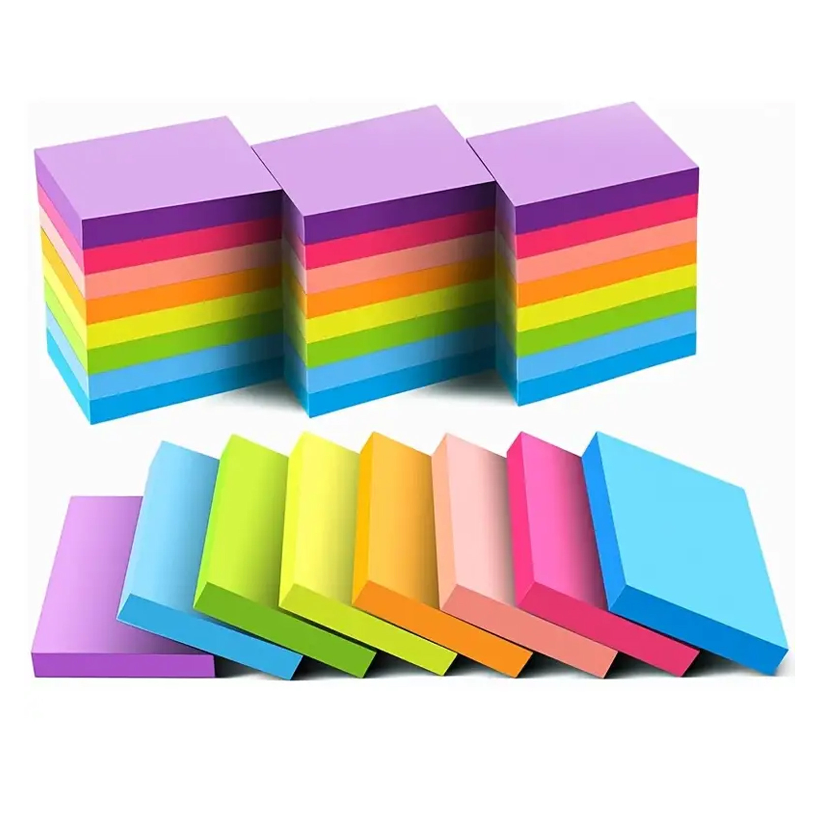 Cross-Border Fluorescent Color Sticky Notes Colorful Square Sticky Notes Stickable Colorful Note Pad N Times Stickers 51*38mm