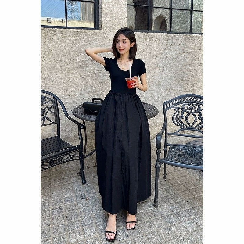 Black summer short sleeve dress