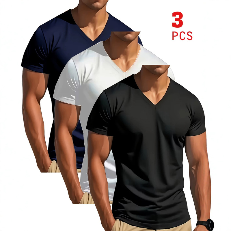 European and American men's short-sleeved T-shirts, summer outdoor sports shirts, V-neck casual fitness quick-drying tops, export-oriented men's clothing European and American men's short-sleeved T-shirts, summer outdoor sports shirts, V-neck casual fitness quick-drying tops, export-oriented men's clothing