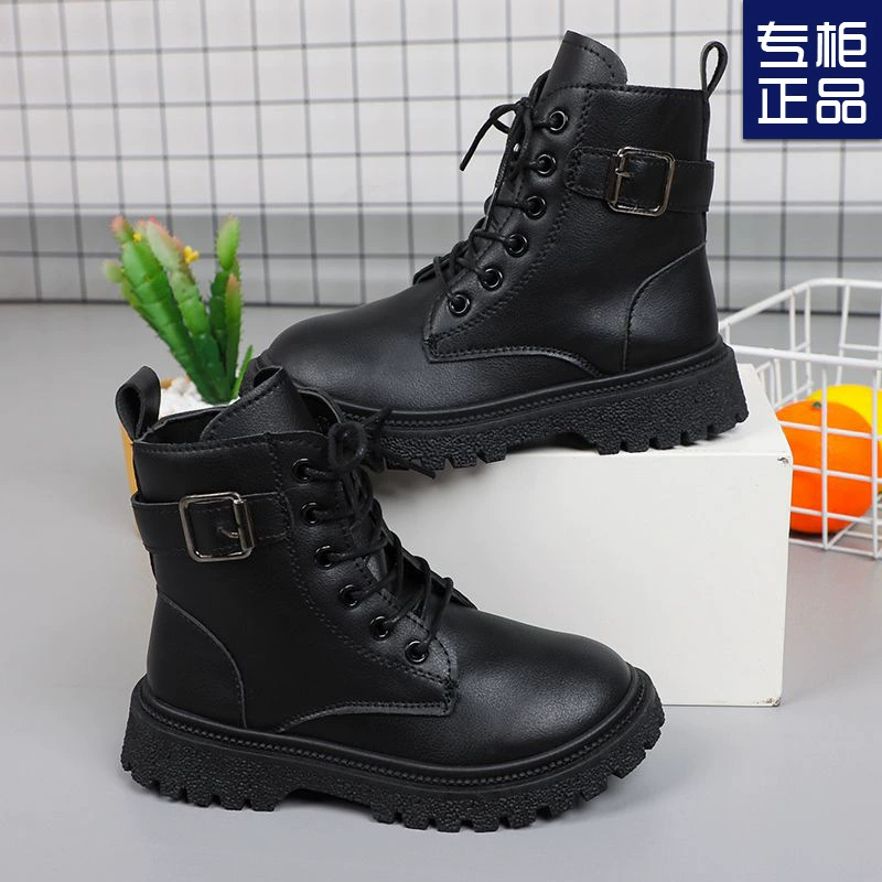 Детские Ботинки Martin, осенне-зимние новые одиночные ботинки для девочек, черные короткие ботинки в британском стиле, ботинки для мальчиков, студенческие хлопковые ботинки, подходящие ко всему