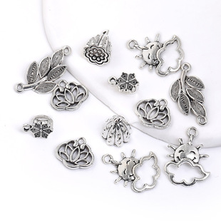 Wholesale Plant Pendant Lotus Lotus Canopy Handmade DIY Vintage Alloy Jewelry Accessories A800354