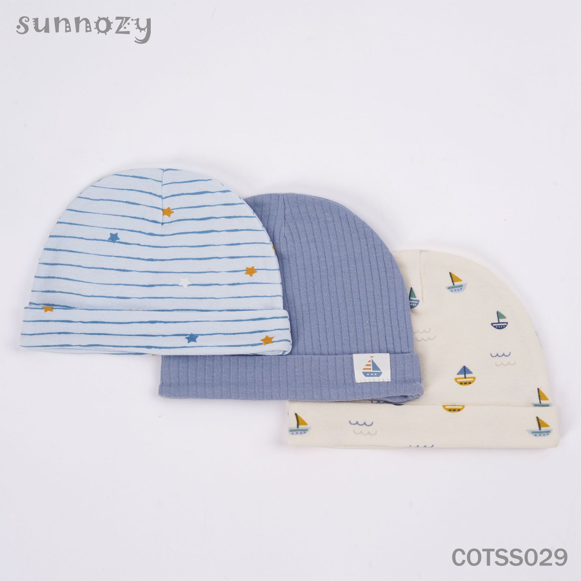 Juego de 3 gorros de algodón puro para recién nacidos Sunnozy, elásticos, para todas las estaciones, bonitos gorros de cúpula para bebés, venta al por mayor image 11